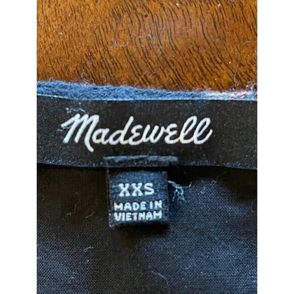 Madewell Orange And Black Plaid Faux Wrap Short Sleeve Tiered‎ Mini Dress XXS - Picture 9 of 12